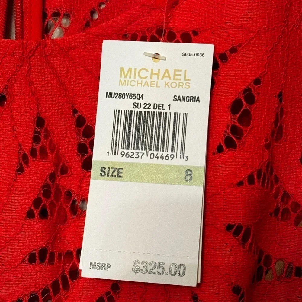 Michael Kors NWT Palm Lace Mini Dress Sangria